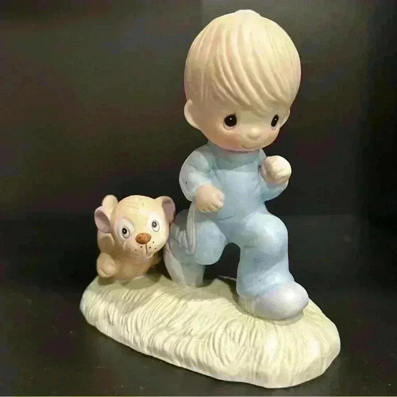 Precious Moments Other - Precious Moments Little Boy With Dog Jonathan & David 5" Figurine Vintage 1979
